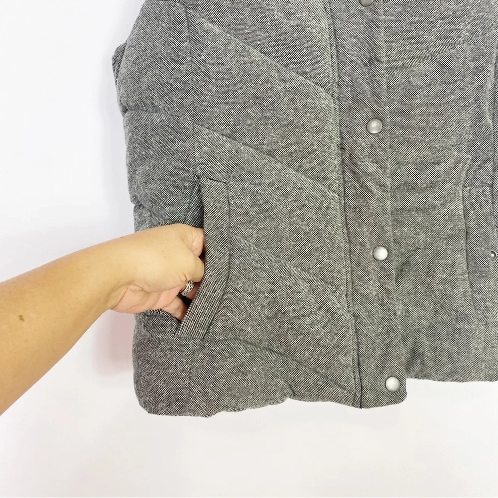 Gap cute vest pretty cardigan fitted puffer faux fur hoodie gray warm winter L - Picture 3 of 11